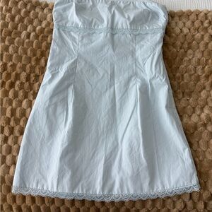 Peppermayo Light Blue Lace-Trimmed mini dress